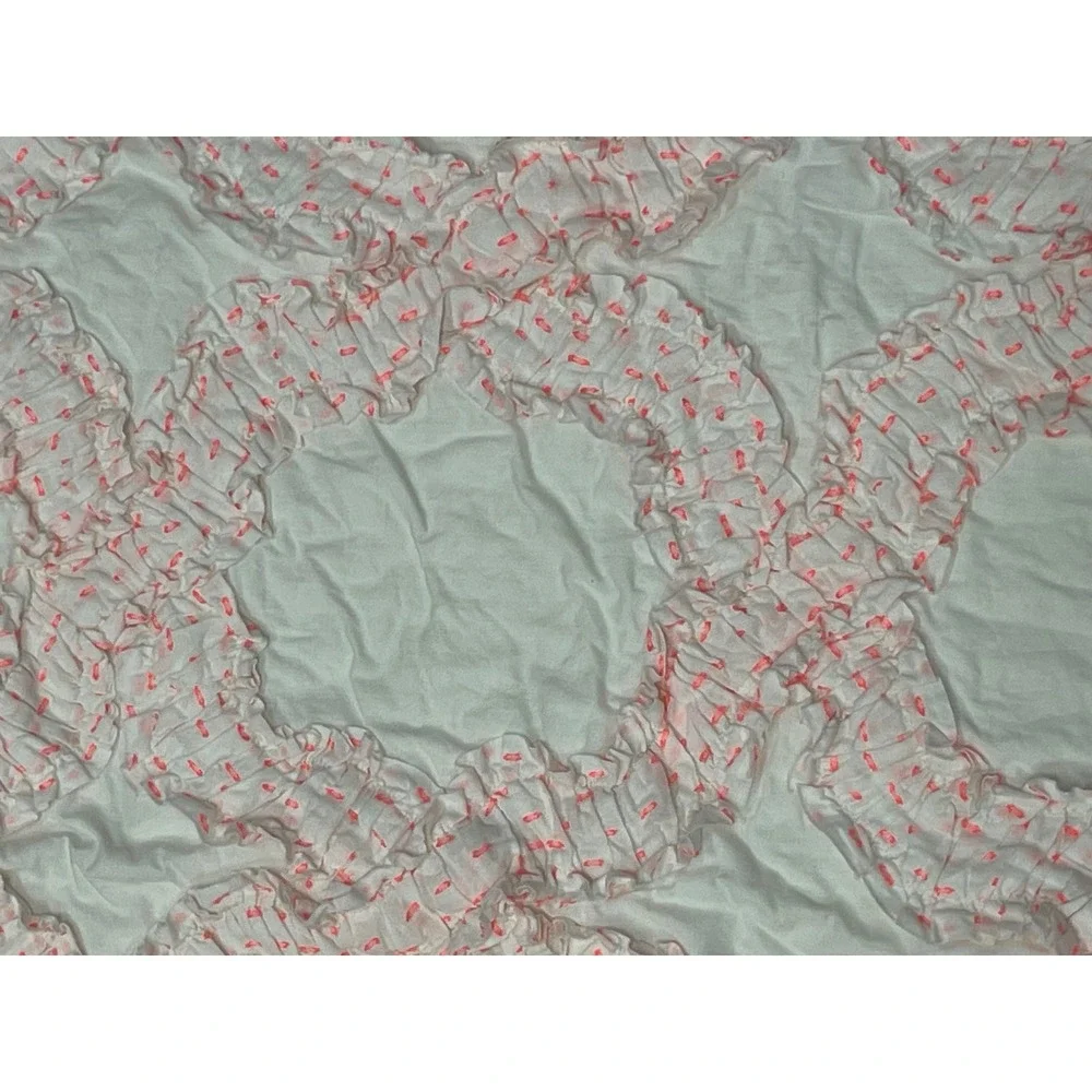 Anthropologie Claremore Toddler Quilt White Pink Ruffle Cotton Nursery Blanket
